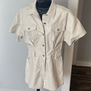 Le Lis Off-White Short Sleeve Utility Romper
